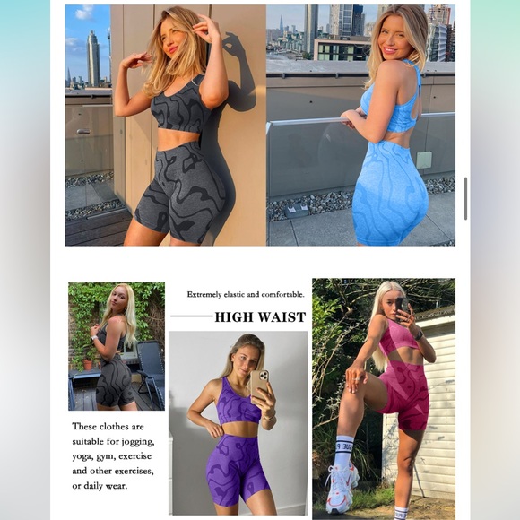 2 Piece Workout Set - Seamless High Waist Running Shorts & Sports Bra - Picture 7 of 15